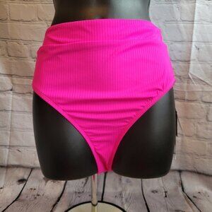 California Waves Juniors' High-Waist Bikini Bottoms Pink